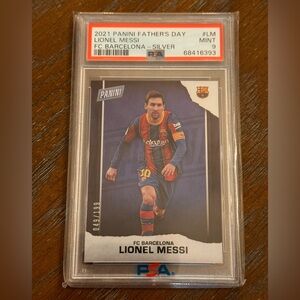 2021 Panini Fathers Day Lionel Messi Silver PSA 9 FC Barcelona